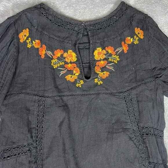 Free People Dress Womens Medium Black Perfectly Victorian Boho Whimsical Girly - Picture 7 of 10